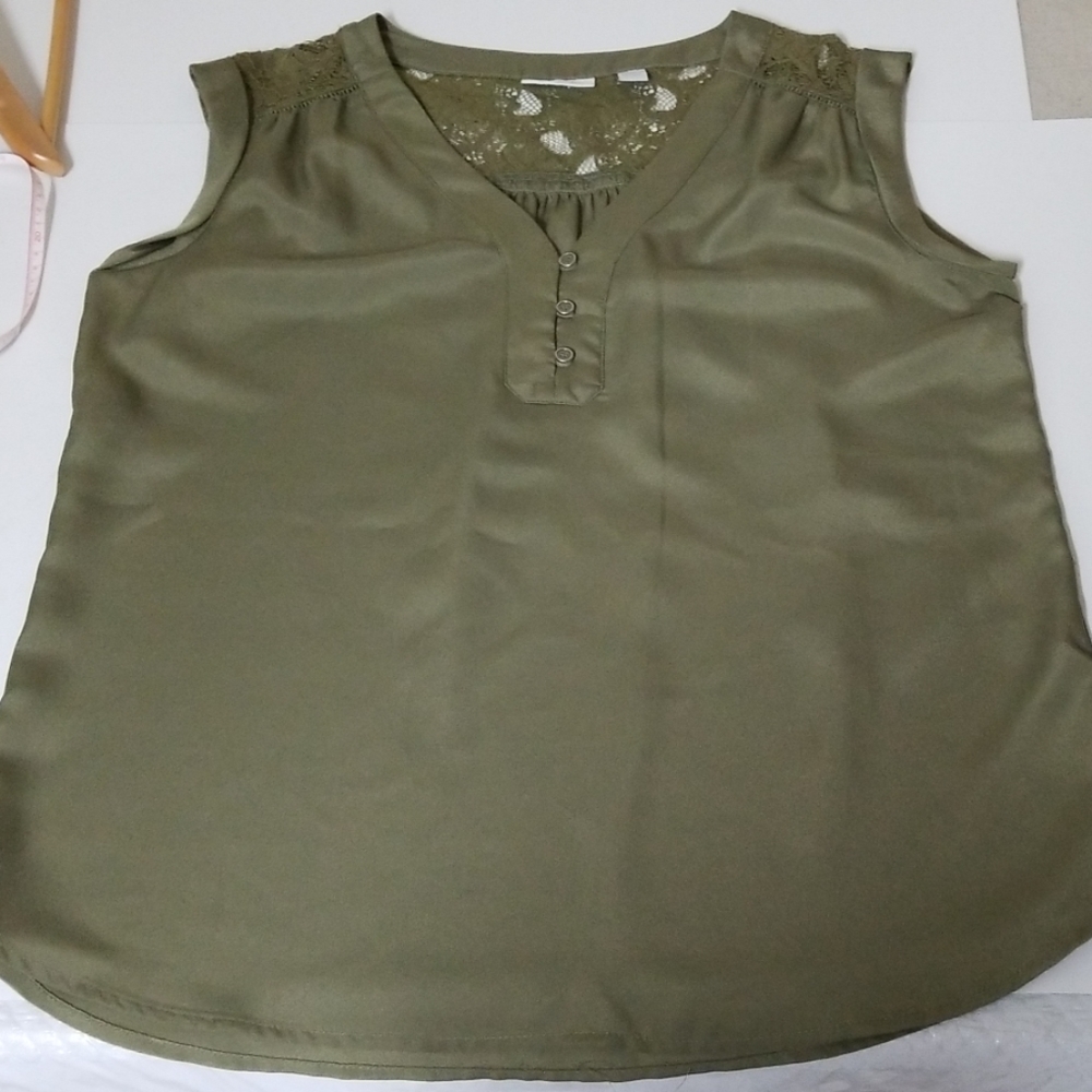 New York & Company Olive Green Blouse